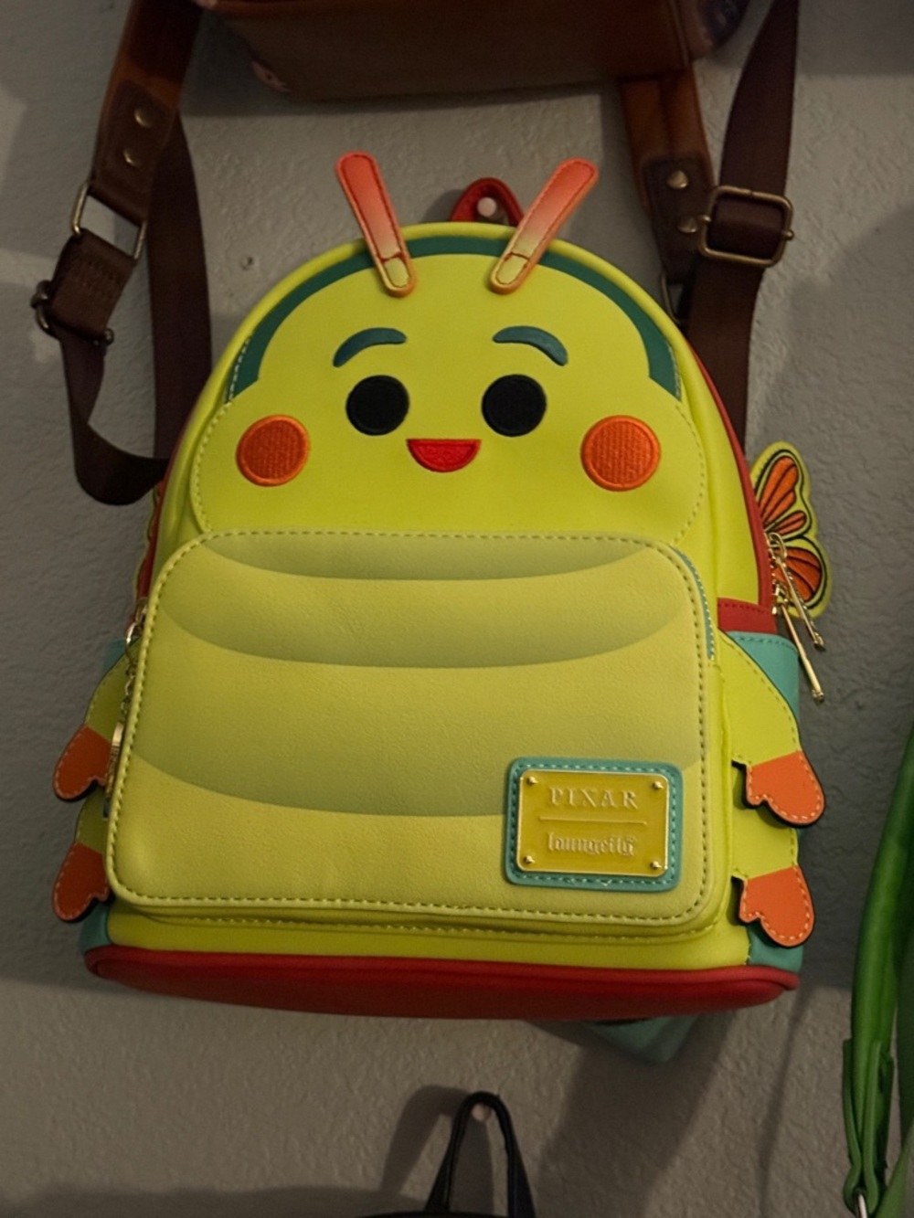 Loungefly Kids Bright Yellow Caterpillar Mini Backpack with Orange Accents